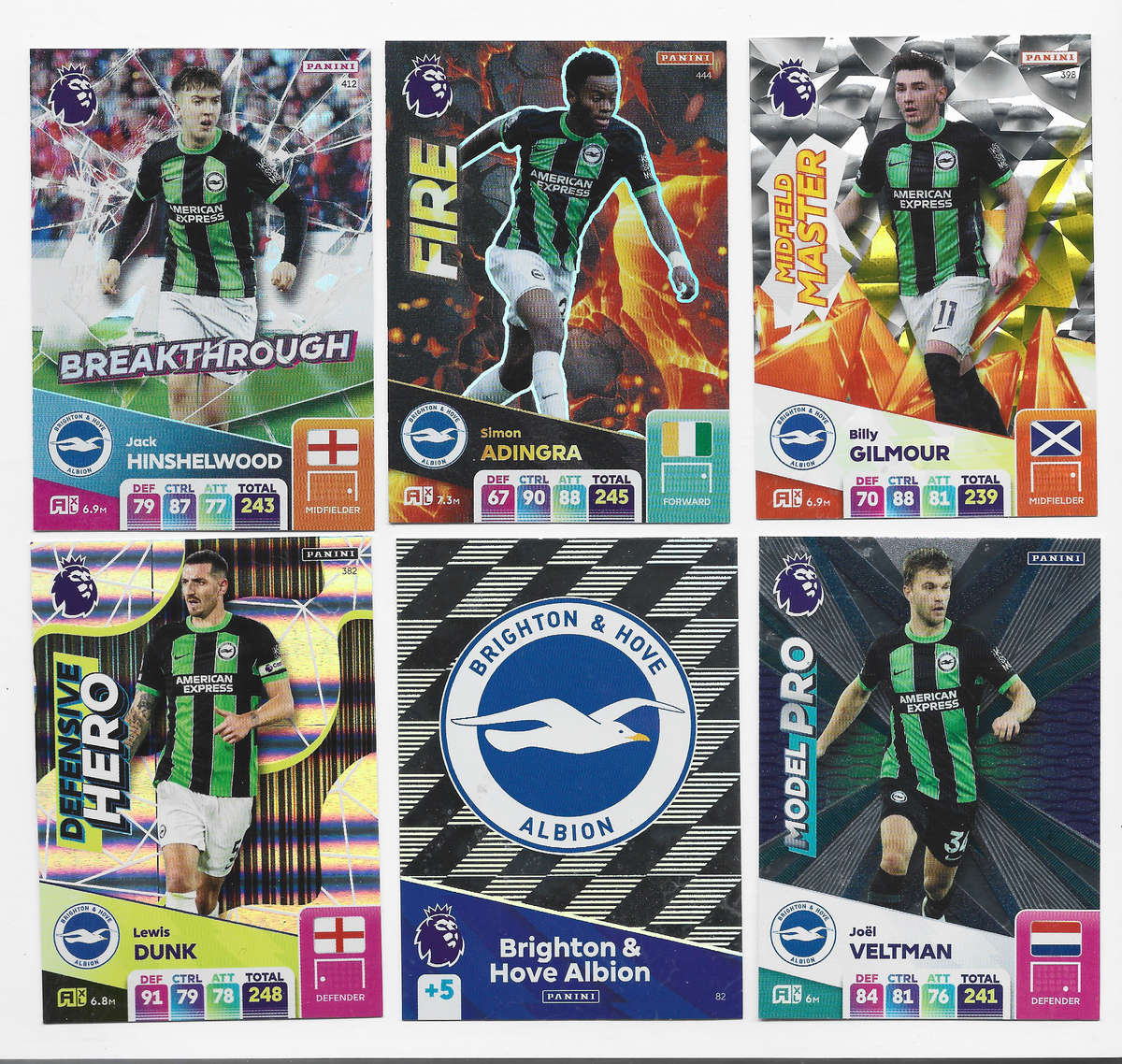 BRIGHTON & HOVE ALBION  - PANINI English Premier League 2024/25 - COMPLETE TEAM SET of 23 CARDS