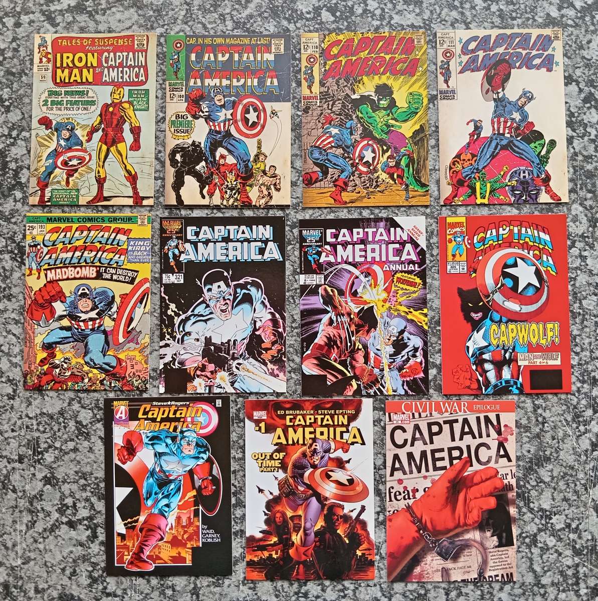 CAPTAIN AMERICA - UPPER DECK MARVEL COLLECTION 2011 - LOT of 11 "COMIC BOOK COVERS" TRADING CARDS