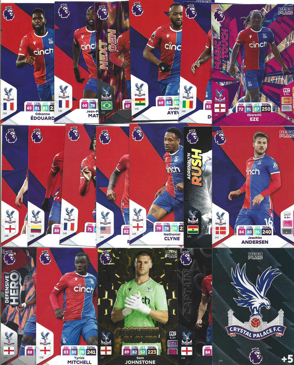 CRYSTAL PALACE FC - PANINI English Premier League PLUS 2024 - COMPLETE TEAM SET of 18 TRADING CARDS