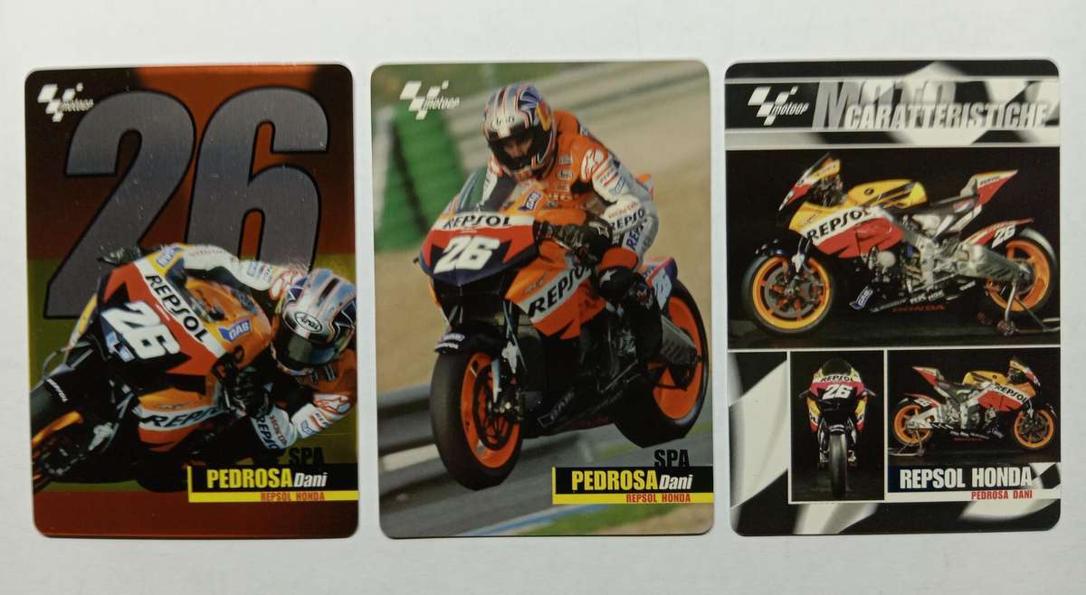DANI PEDROSA - MOTO GP 07 `PREZIOSI COLLECTION`  - RARE LOT of 3 FOIL TRADING CARDS