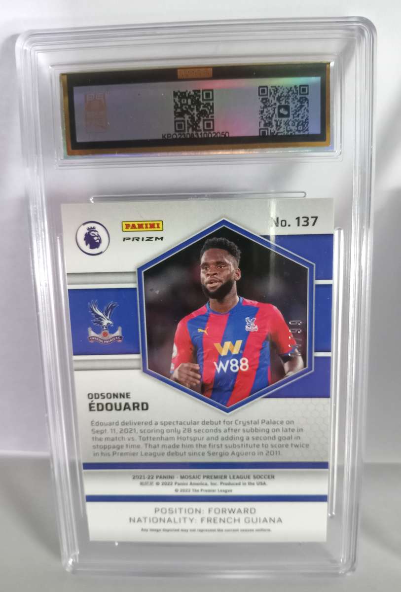 ODSONNE EDOUARD  - PANINI EPL PRIZM MOSAIC 2022 - GRADED ROOKIE BLUE PRIZM CARD 4 of 99