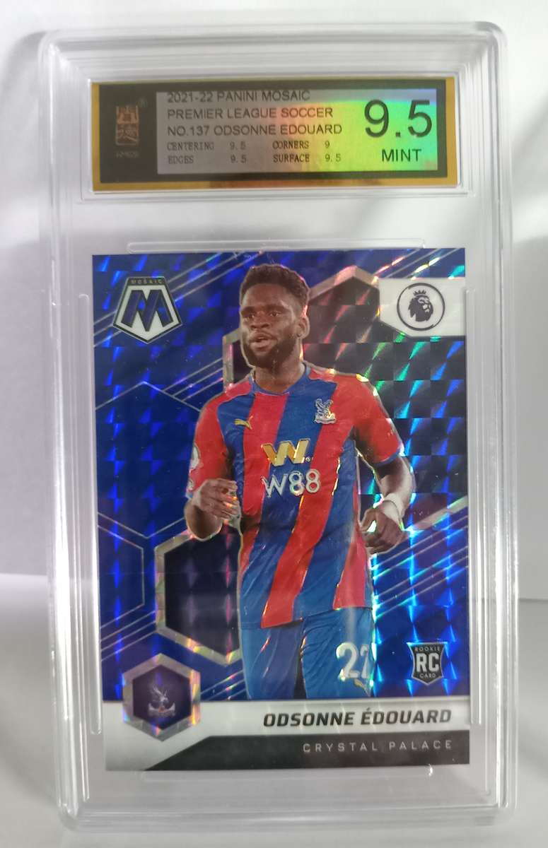 ODSONNE EDOUARD  - PANINI EPL PRIZM MOSAIC 2022 - GRADED ROOKIE BLUE PRIZM CARD 4 of 99