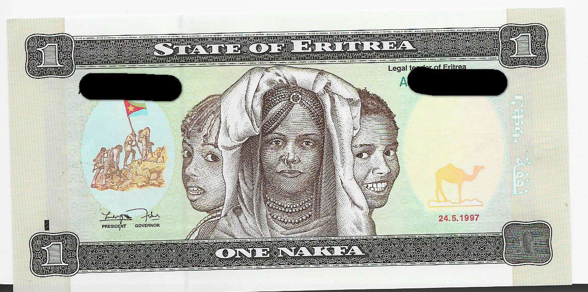 STATE BANK of ERITREA  - 1 NAKFA BANK NOTE 1997 - NOTE in UNC. CONDITION