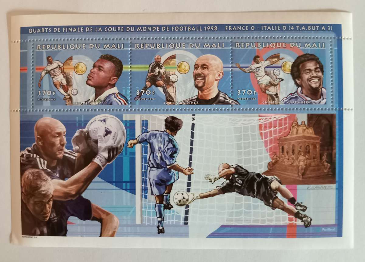 MALI - FIFA WORLD CUP FRANCE 1998 STAMP SHEETS - FRANCE WINNERS set of 4 Miniature Sheets - MNH