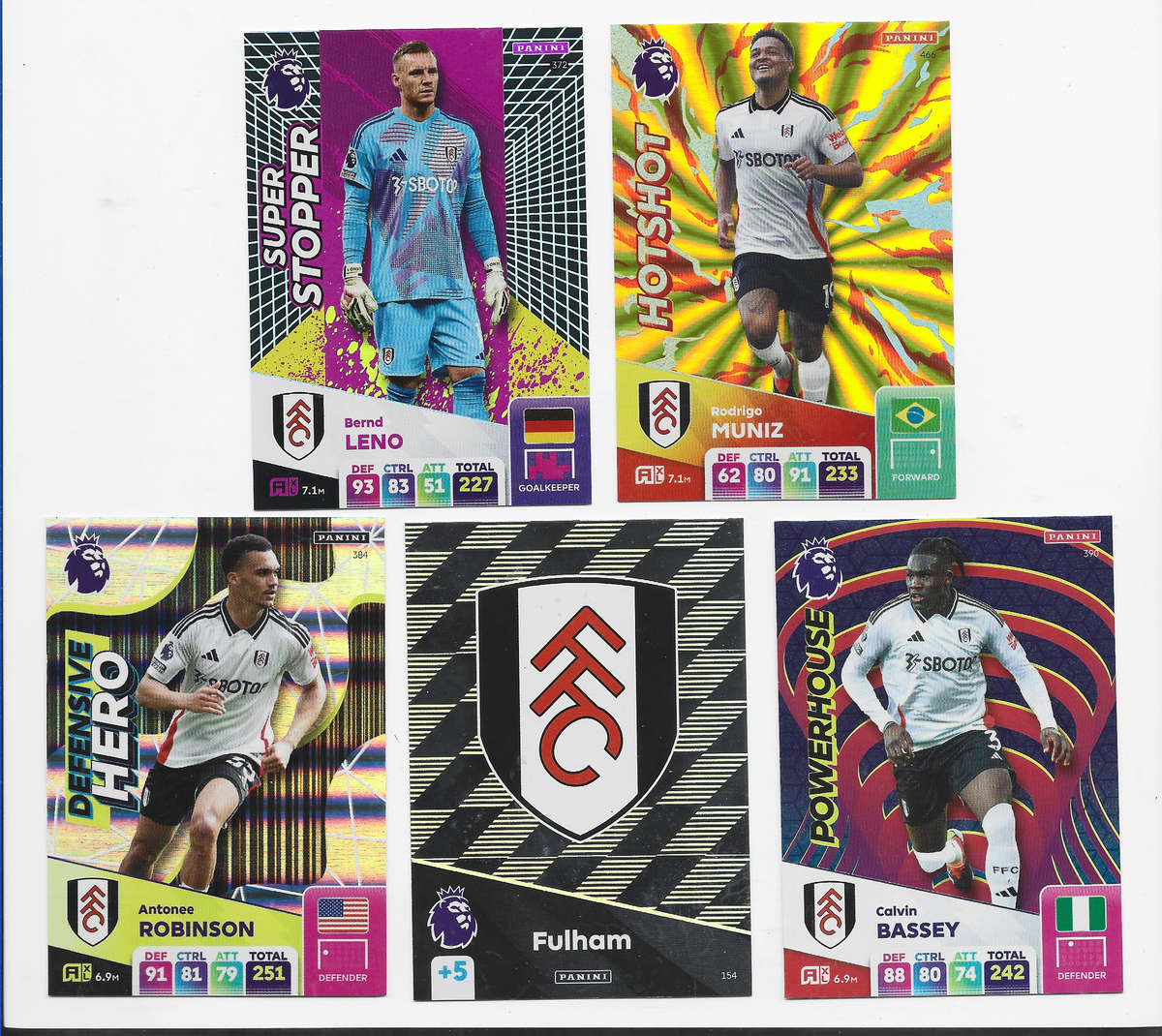 FULHAM FC  - PANINI English Premier League 2024/25 - COMPLETE TEAM SET of 22 CARDS