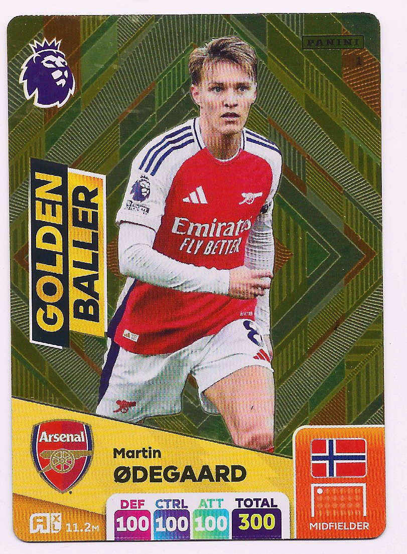 MARTIN ODEGAARD - PANINI English Premier League 2024/25 - RARE `GOLDEN BALLER` TRADING CARD 1