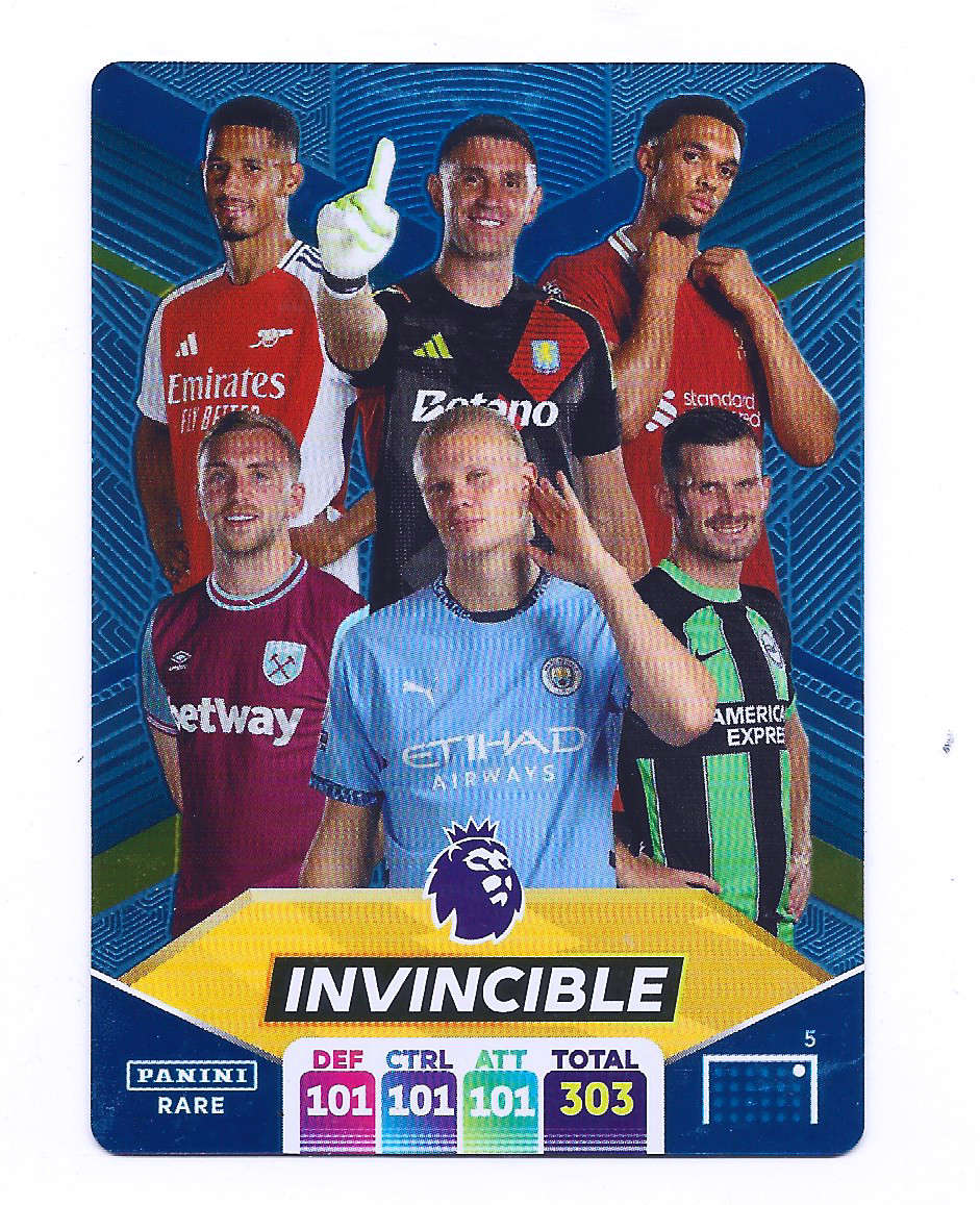INVINCIBLE - PANINI English Premier League 2024/25 - SUPER RARE SAPHIRE `GOLDEN BALLER` CARD 5