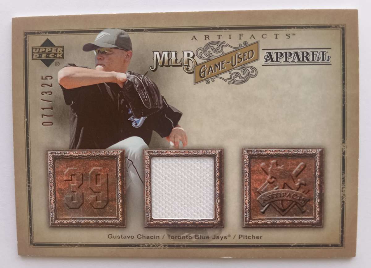 GUSTAVO CHACIN - UPPER DECK BASEBALL ARTIFACTS 2006 - RARE "GAME JERSEY" TRADING CARD 71 of 325