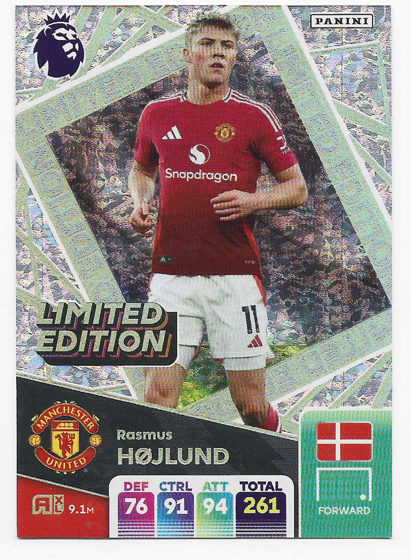RASMUS HOJLUND - PANINI English Premier League 2024/25 - "LIMITED EDITION" TRADING CARD