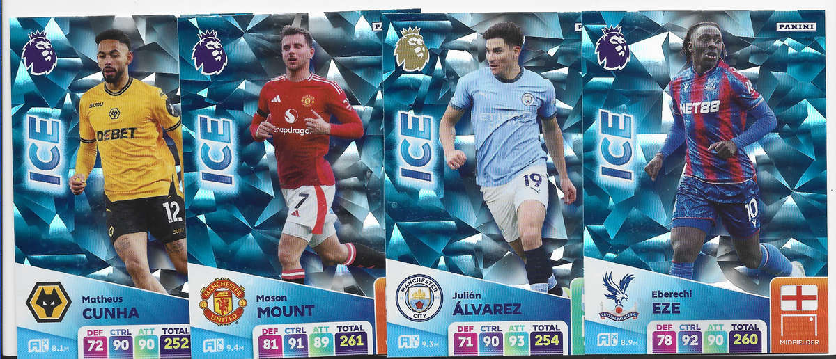 PANINI English Premier League 2024/25 - COMPLETE SET of 4 FOIL "ICE" TRADING CARDS