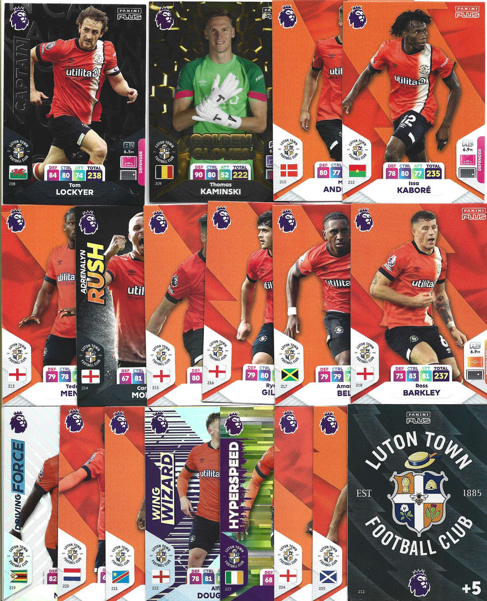 LUTON TOWN FC - PANINI English Premier League PLUS 2024 - COMPLETE TEAM SET of 18 TRADING CARDS