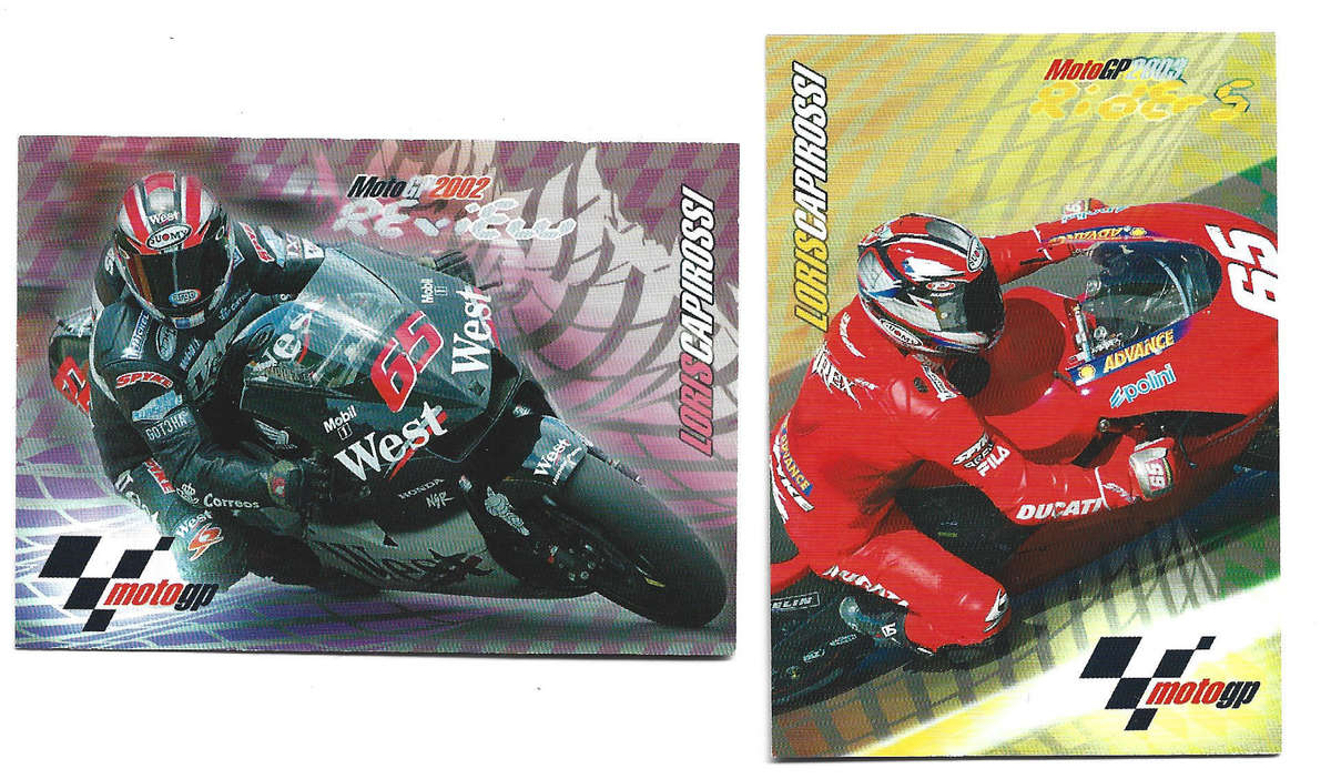 LORIS CAPIROSSI - PANINI MOTO GP 2003 CARD COLLECTION - Lot of 2 Trading Cards