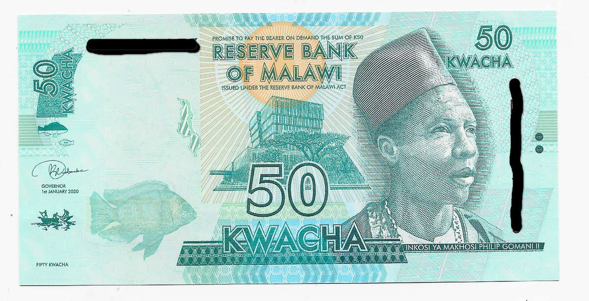 MALAWI RESERVE BANK - 50 KWACHA BANK NOTE 2020 - NOTE in UNC CONDITION D