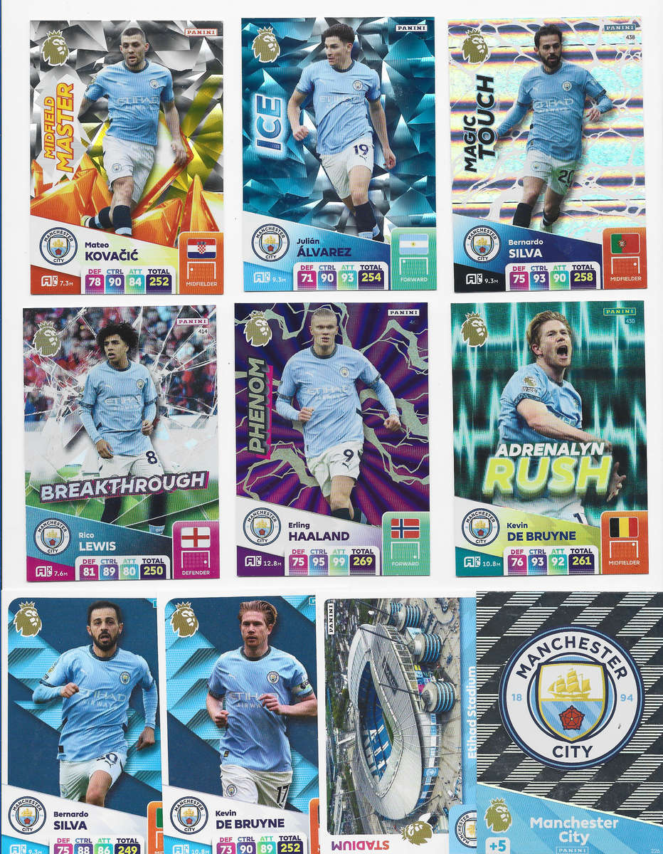 MANCHESTER CITY FC  - PANINI English Premier League 2024/25 - TEAM LOT of 24 Trading Cards
