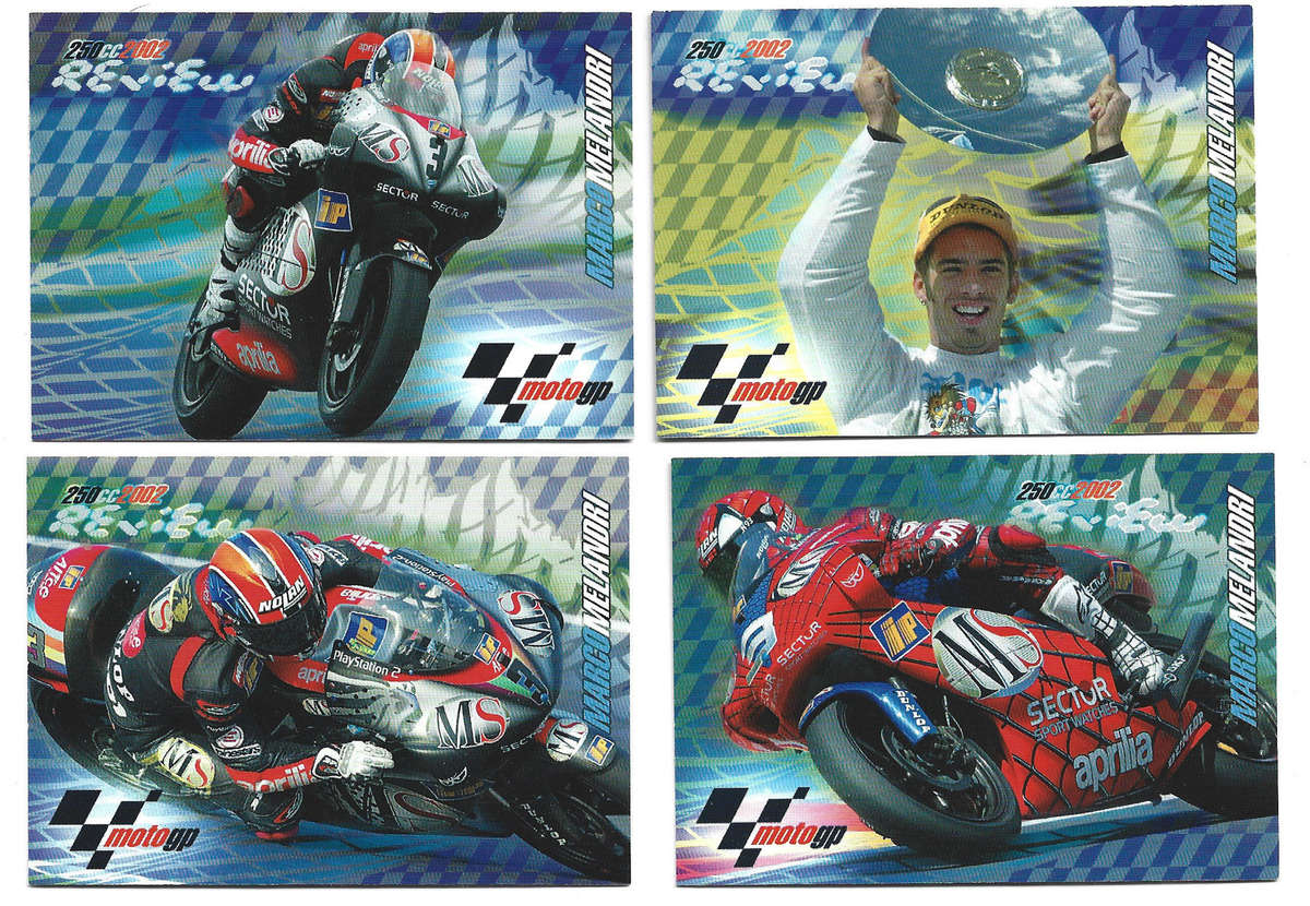 MARCO MELANDRI - PANINI MOTO GP 2003 CARD COLLECTION - Lot of 6 Trading Cards