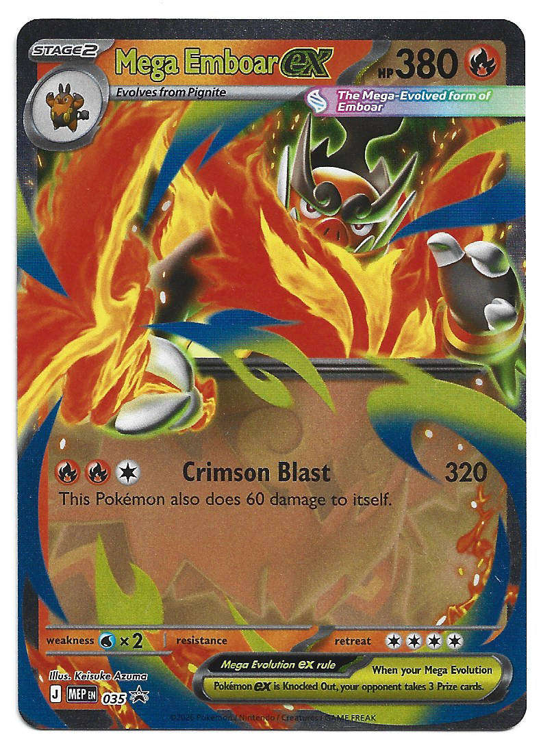 MEGA EMBOAR EX - MEP 035 PROMO HOLO  POKEMON TCG MEGA EVOLUTION TRADING CARD