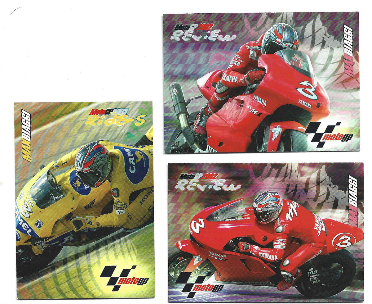 MAX BIAGGI - PANINI MOTO GP 2003 CARD COLLECTION - Lot of 3 Trading Cards