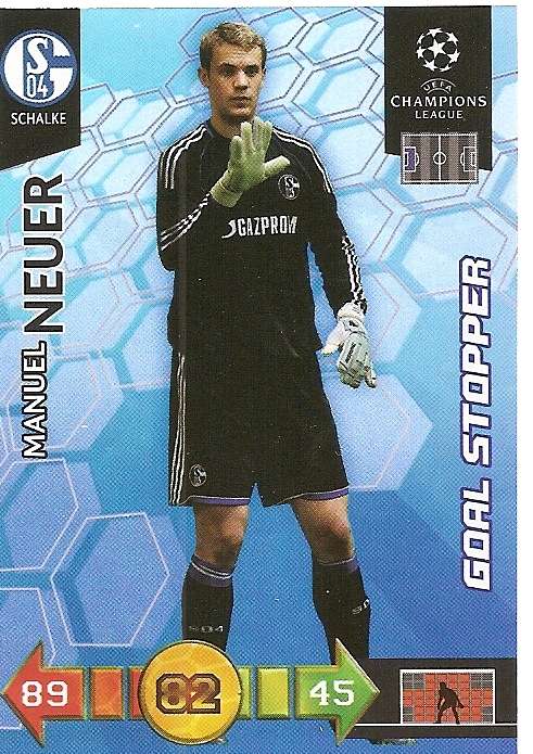 MANUEL NEUER - PANINI `CHAMPIONS LEAGUE` 2010/2011 - FOIL `GOAL STOPPER` TRADING CARD