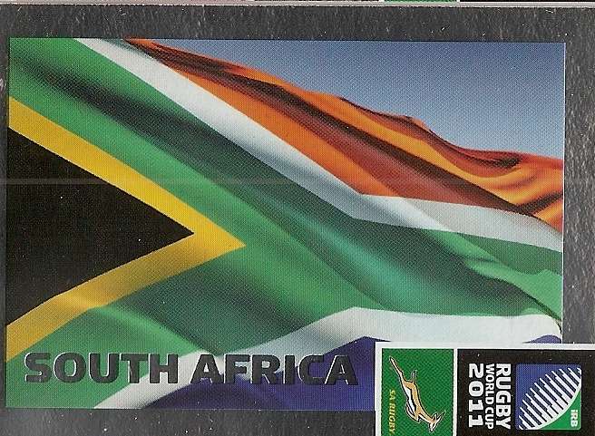 SOUTH AFRICA - 2011 BIG BALL RUGBY WORLD CUP COLLECTION - FOIL "TEAM FLAG" TRADING CARD 027