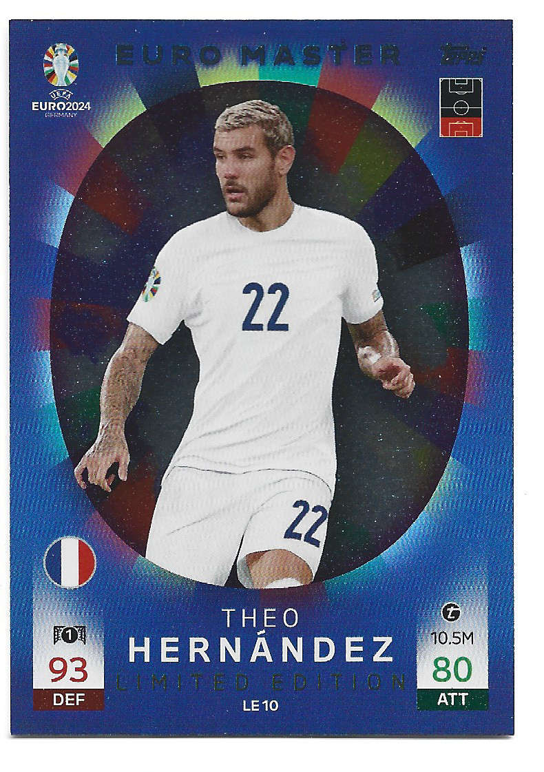 THEO HERNANDEZ - Topps `UEFA EURO 2024` Collection - EURO MASTER "LIMITED EDITION" TRADING CARD