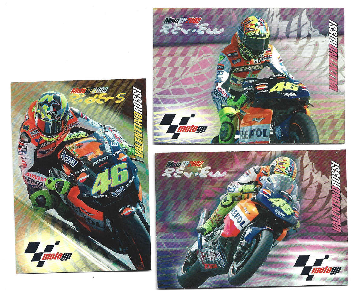 VALENTINO ROSSI - PANINI MOTO GP 2003 CARD COLLECTION - Lot of 3 Trading Cards