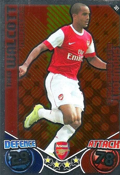 THEO WALCOTT - TOPPS `MATCH ATTAX` 2011/2012 - FOIL `SHOWBOAT` TRADING CARD 361