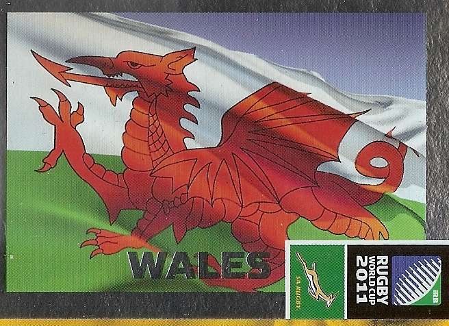 WALES - 2011 BIG BALL RUGBY WORLD CUP COLLECTION - FOIL "TEAM FLAG" TRADING CARD 030
