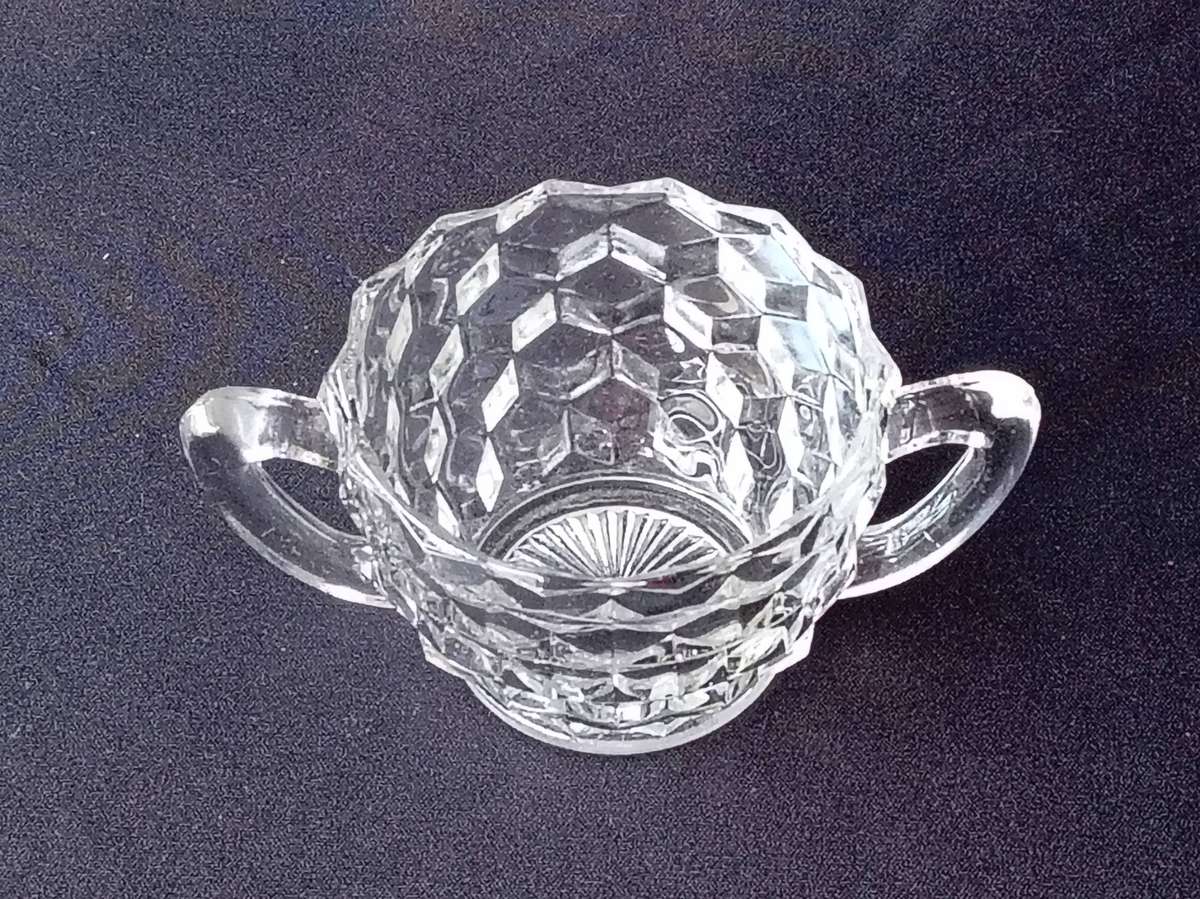 Vintage Jeannette Glass "Cube" Open Sugar Bowl  Depression Era (Circa 1930s)