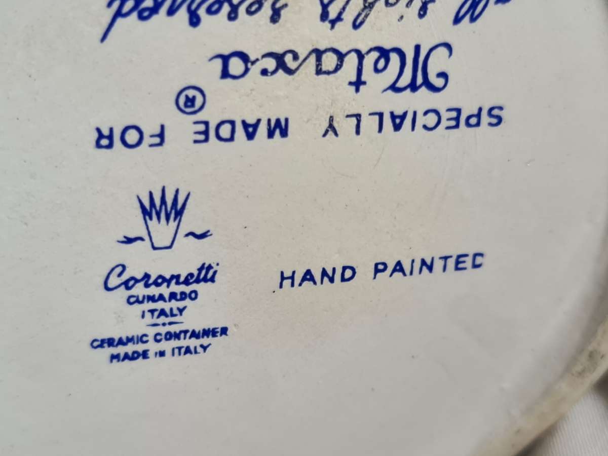 Cornetti Curmardo Italy, Ceramic Container Made in Italy