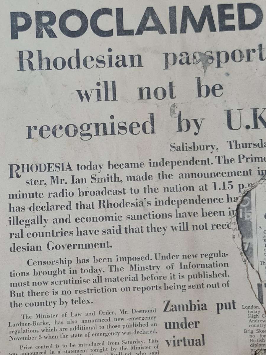 The Chronicle, Bulawayo, Friday, November 12, 1965 News Paper