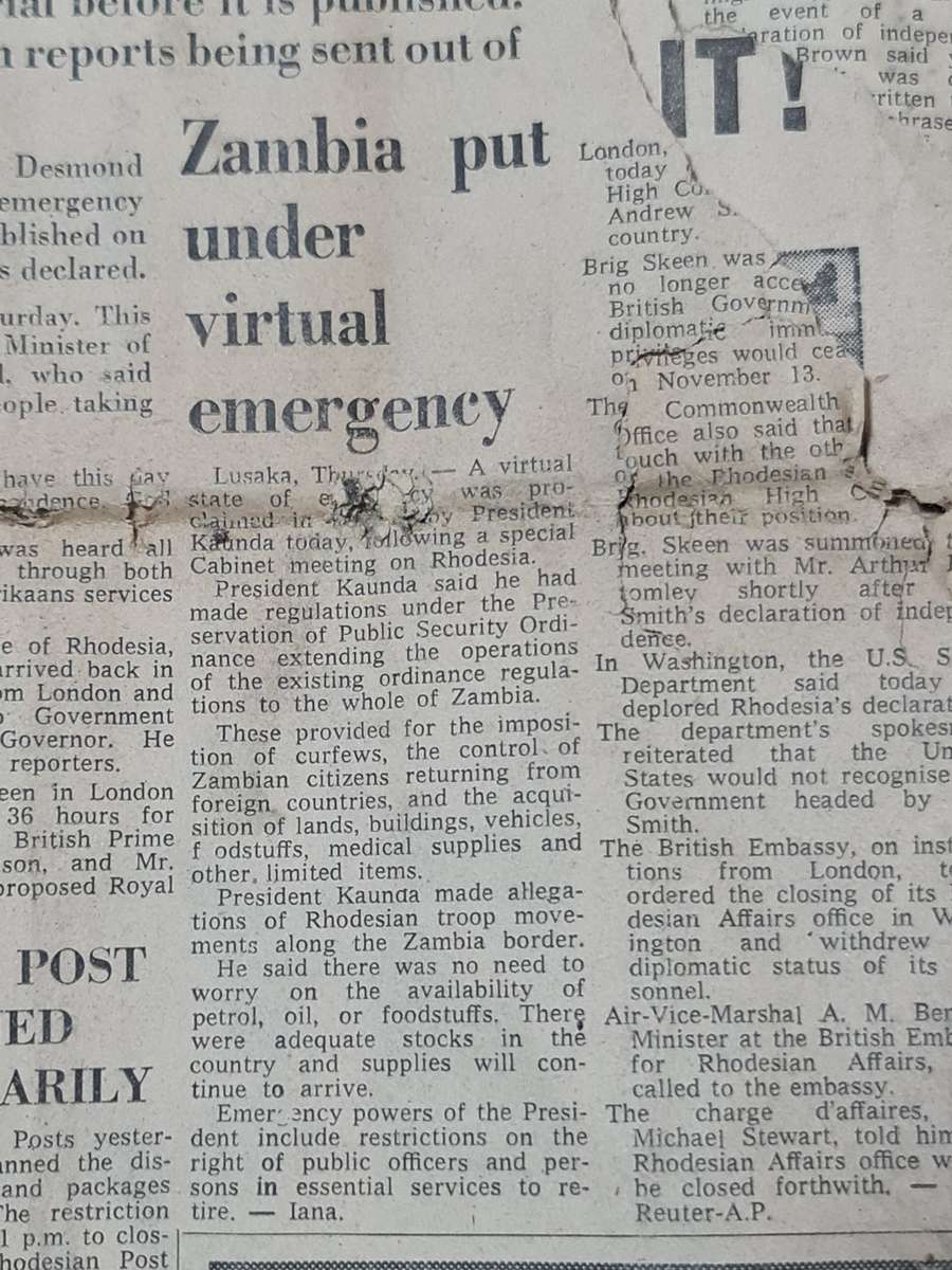 The Chronicle, Bulawayo, Friday, November 12, 1965 News Paper