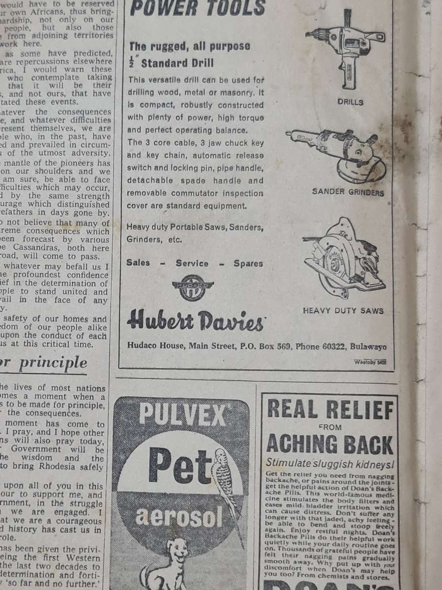 The Chronicle, Bulawayo, Friday, November 12, 1965 News Paper