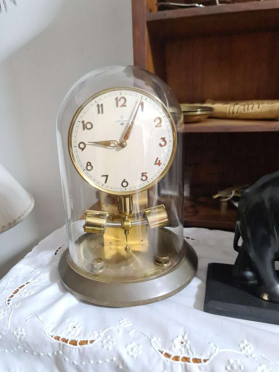 Junghans ATO Atomic Vintage Brass Electro Magnetic Clock with Glass Dome Made in Germany