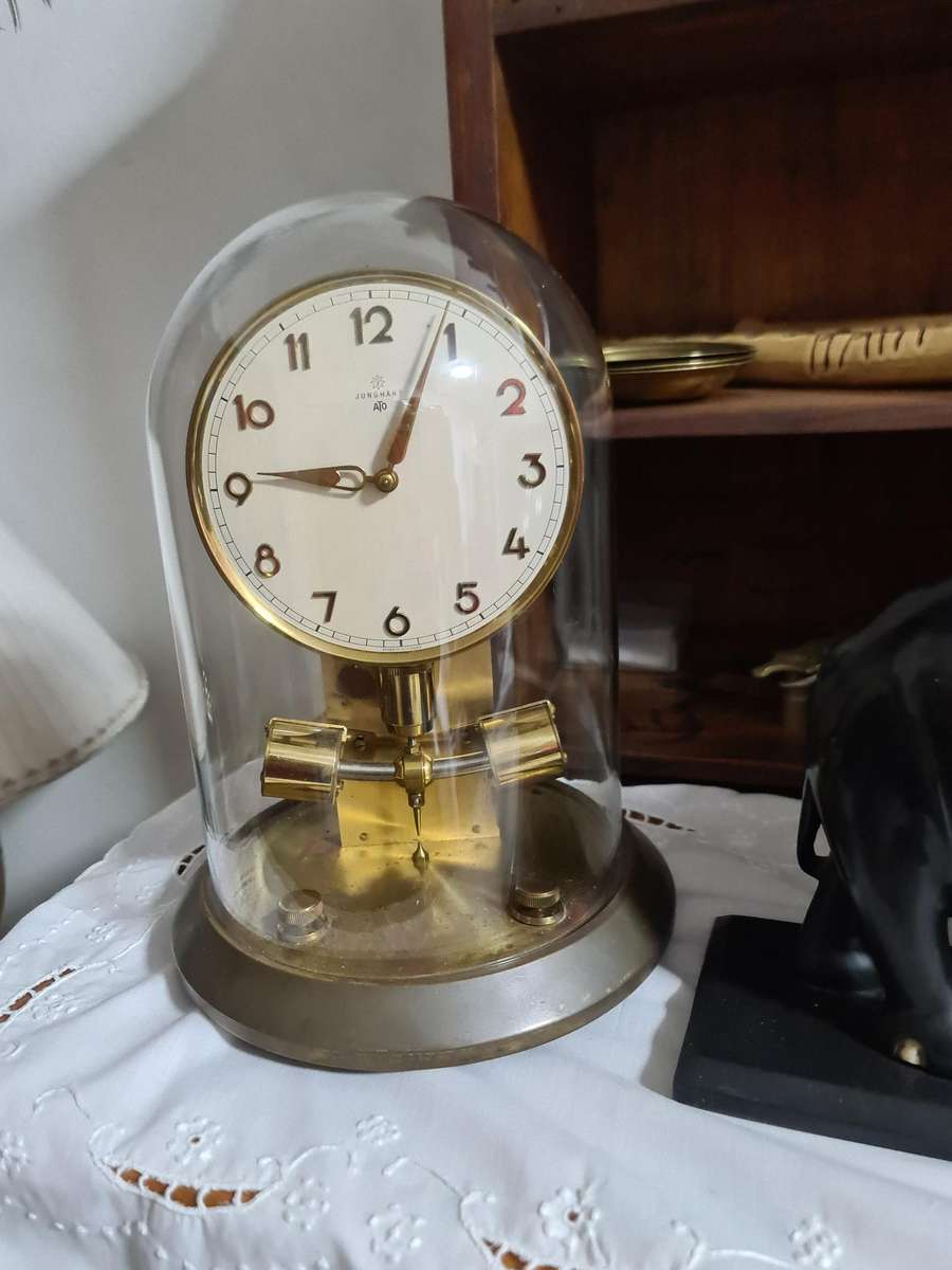 Junghans ATO Atomic Vintage Brass Electro Magnetic Clock with Glass Dome Made in Germany