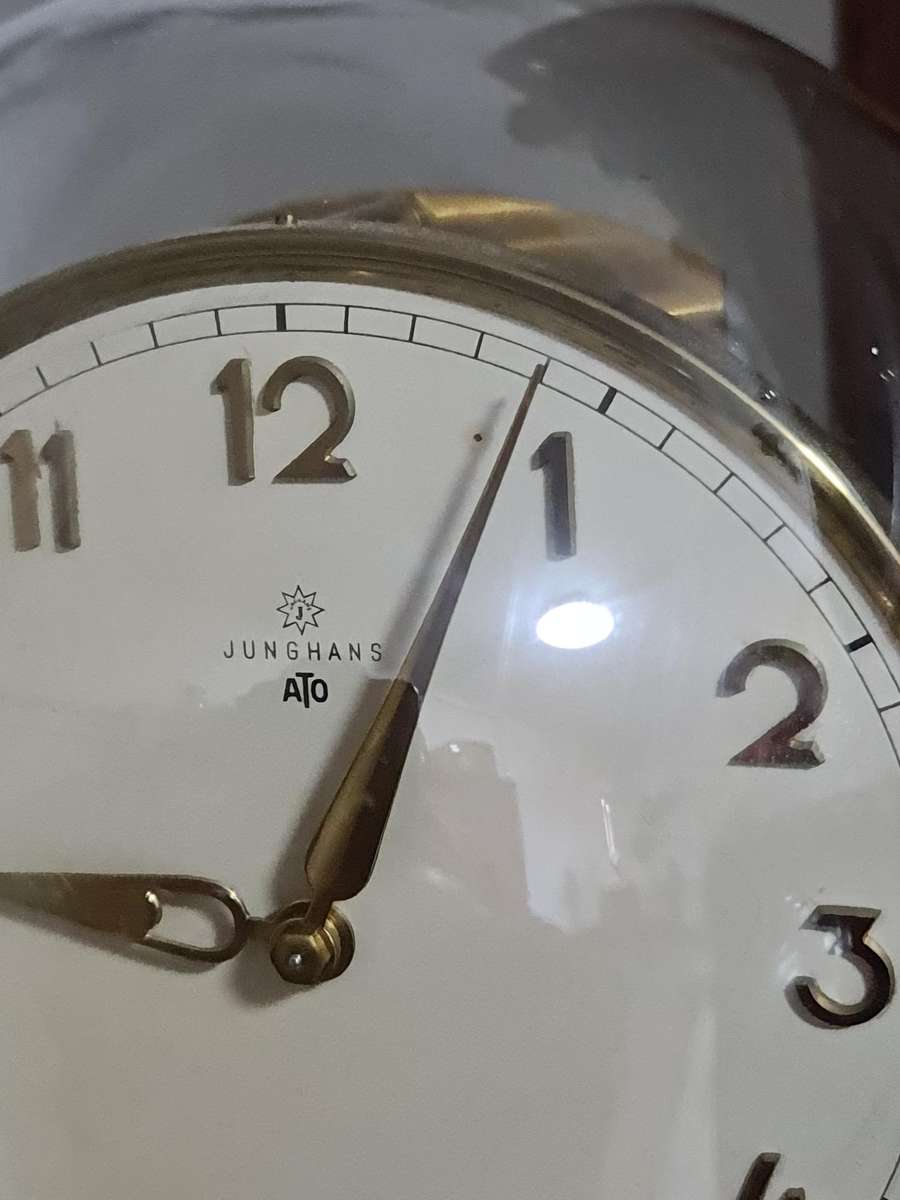 Junghans ATO Atomic Vintage Brass Electro Magnetic Clock with Glass Dome Made in Germany