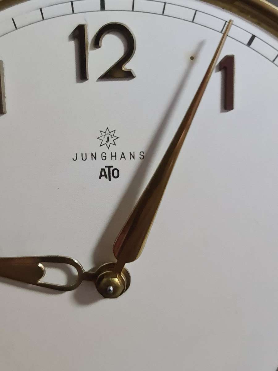 Junghans ATO Atomic Vintage Brass Electro Magnetic Clock with Glass Dome Made in Germany