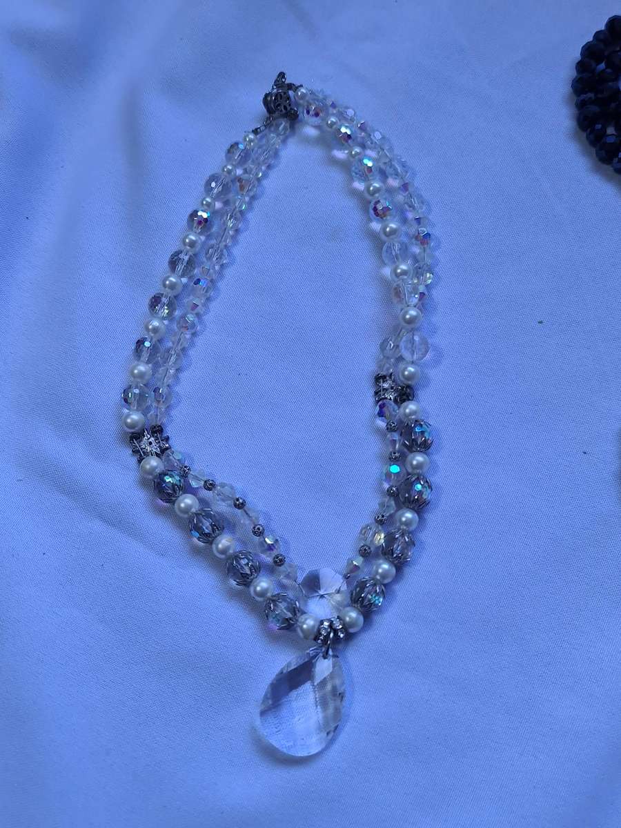 Crystal style necklaces with earrings and bracelets