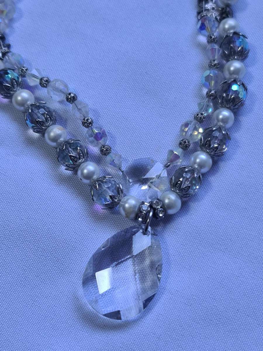 Crystal style necklaces with earrings and bracelets