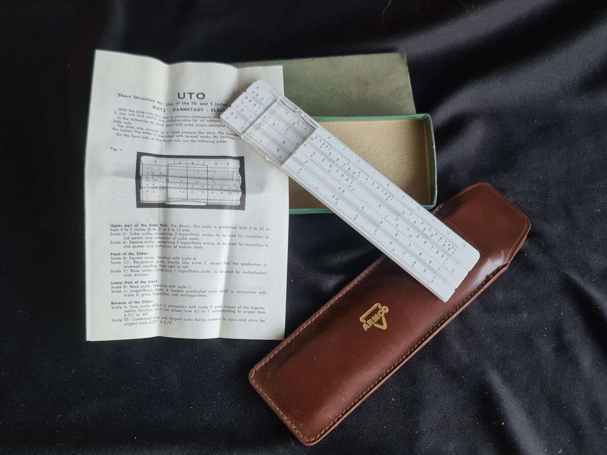 UTO 601, Denmark Slide ruler in original box with instructions