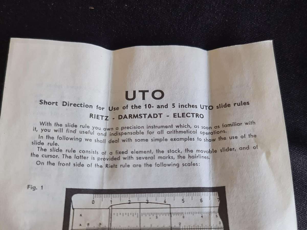 UTO 601, Denmark Slide ruler in original box with instructions