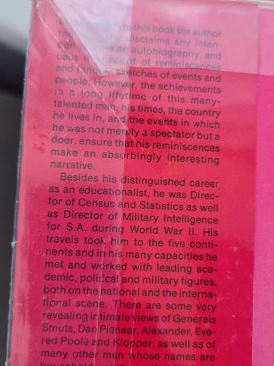 Book: Never a Dull moment: Dr. E.G. Malherbe Autobiography