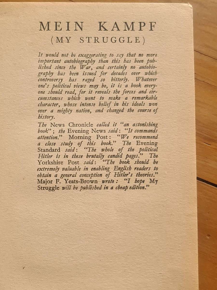 Book: My Struggle (Mein Kampf) Adolf Hitler