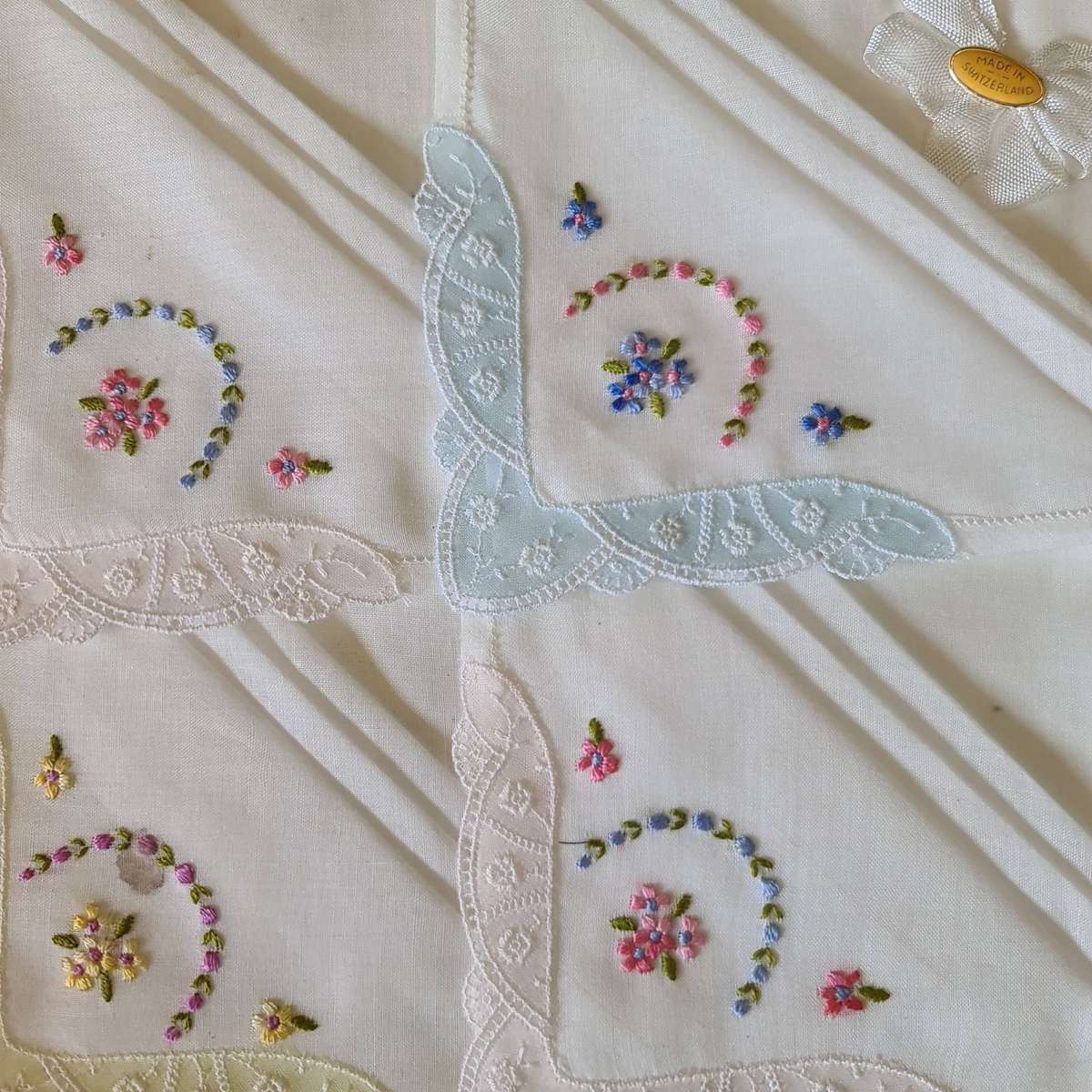 Made in Switzerland Embroidered Hankerchief in original Box.