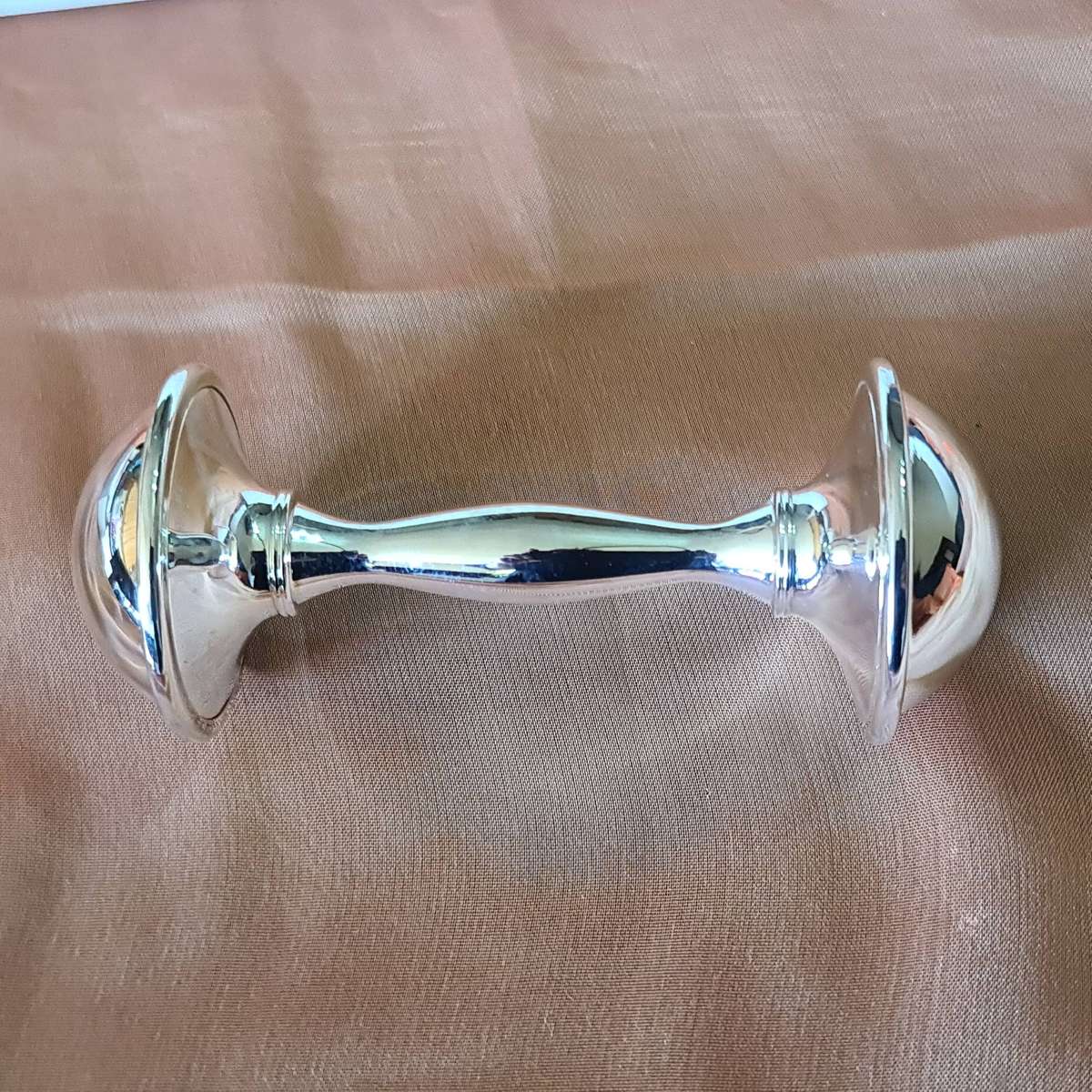 Silver Tone vintage baby rattle in original box