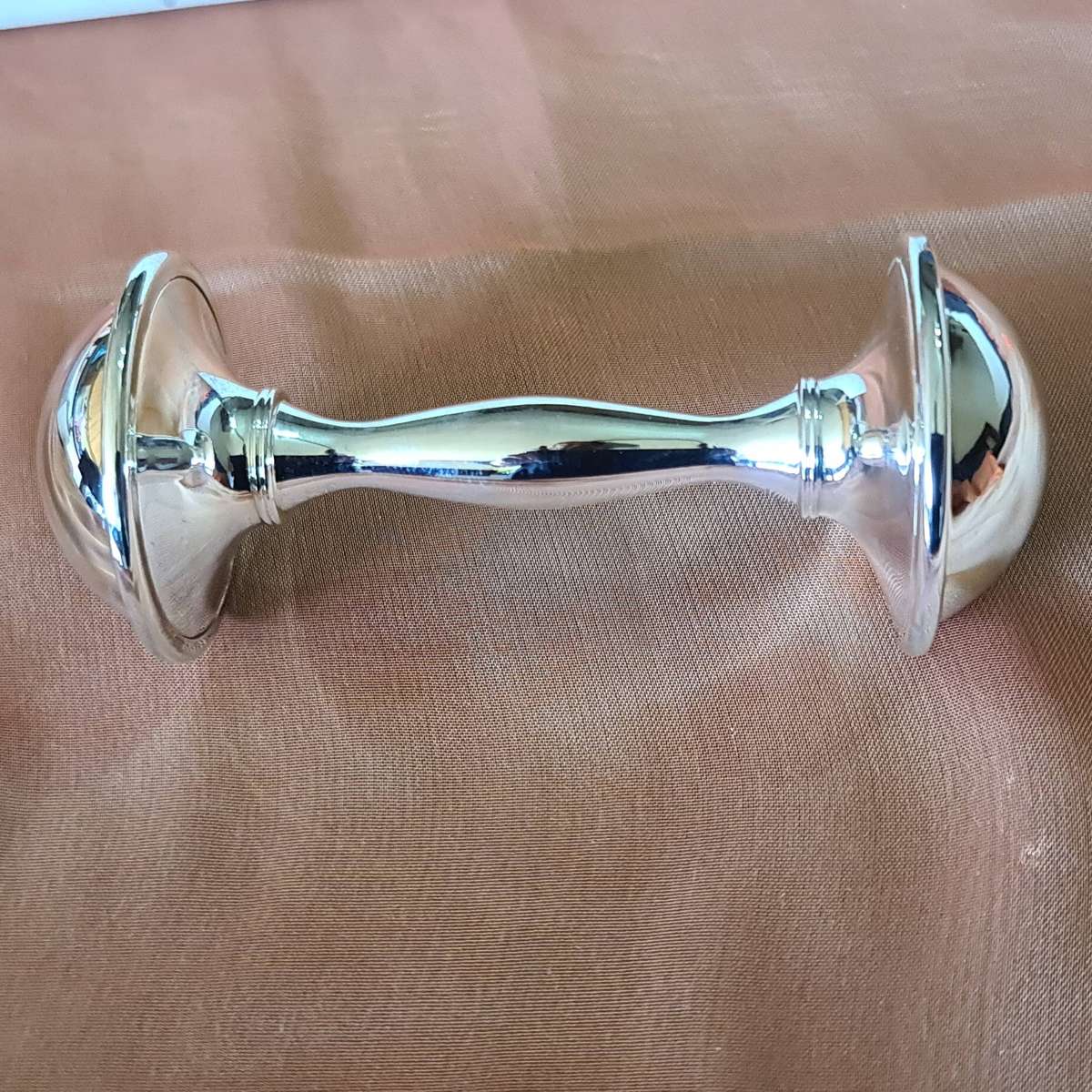 Silver Tone vintage baby rattle in original box