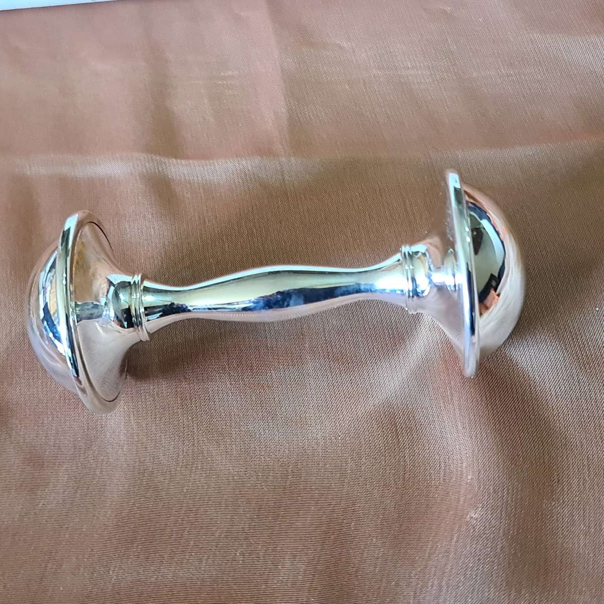 Silver Tone vintage baby rattle in original box