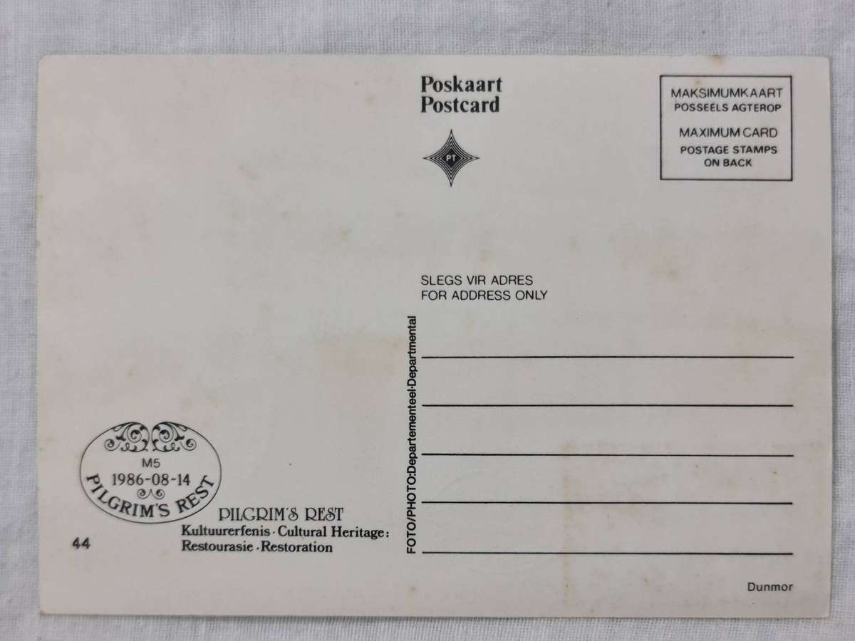 Postcard: Pilgrims Rest Kultuurerfenis/Cultural Heritage 1986-08-14