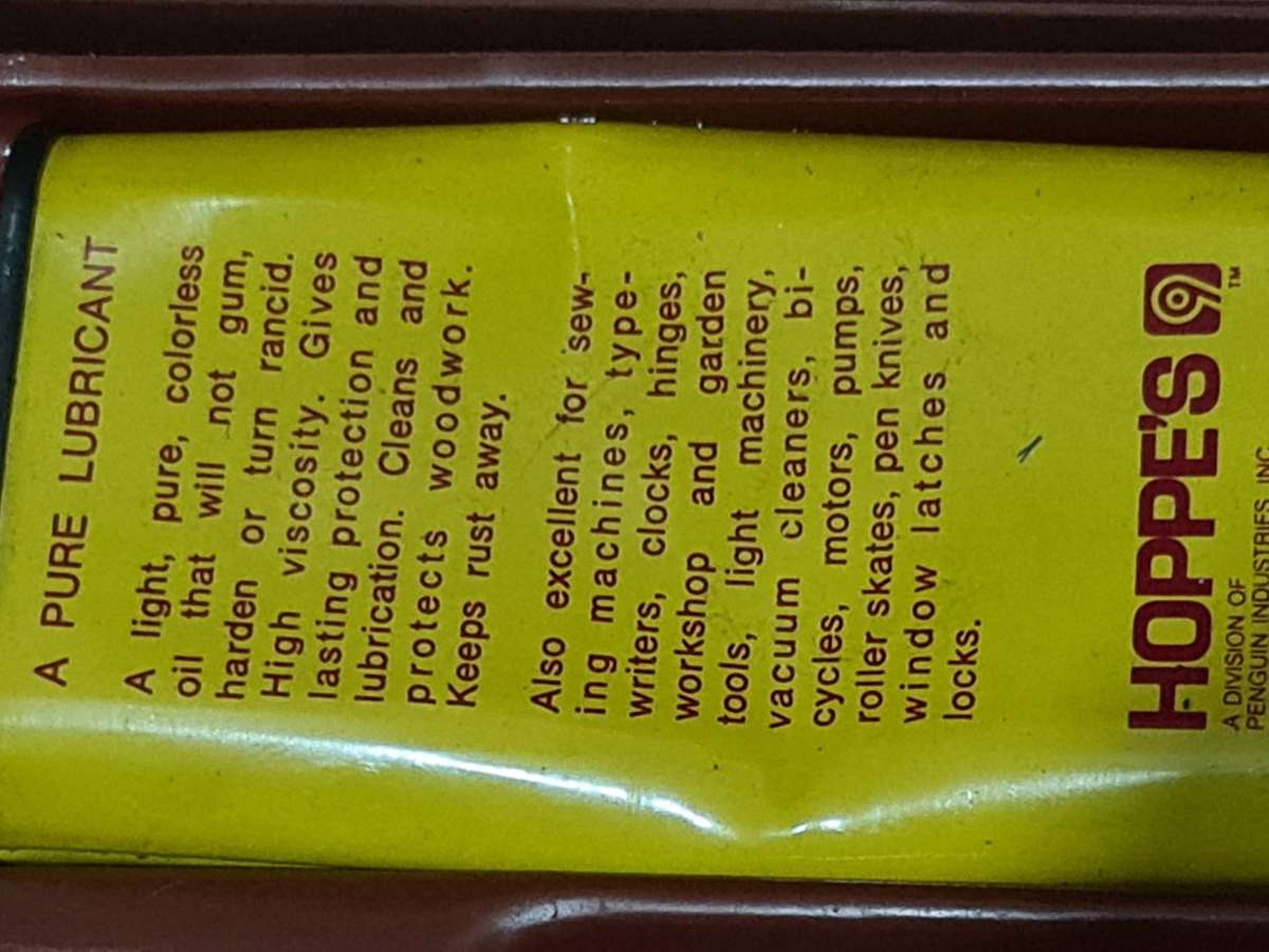 Vintage 1962 Hoppe's long gun and pistol cleaning kit. Incomplete