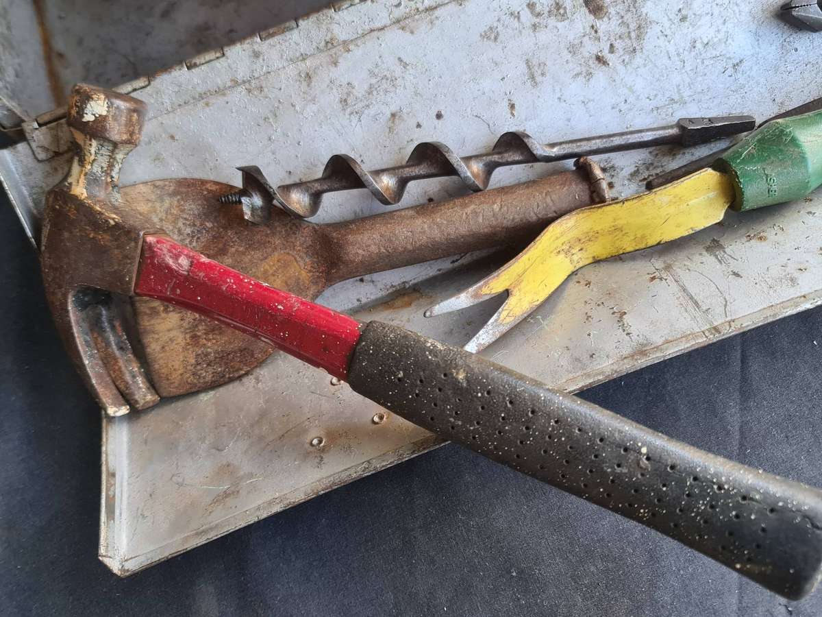 Tools: Tool box with mixed tools and a electric wiring tool