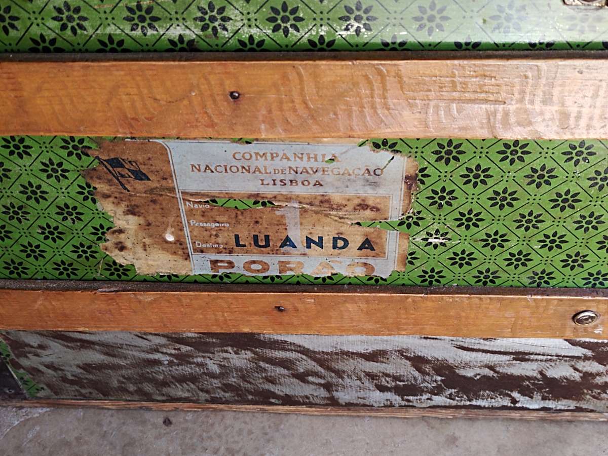 Antique metal steamer trunk